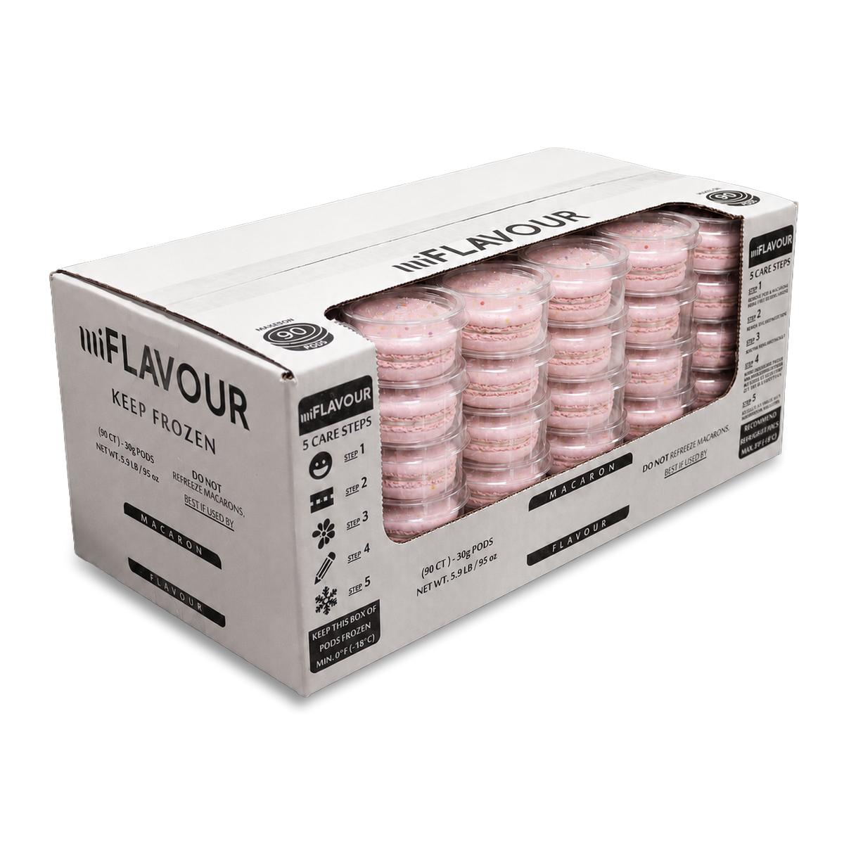 Raspberry Cotton Candy Macarons - Half & Half Grab Box (45ct)